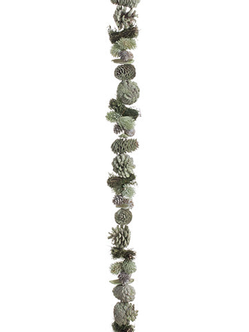 6' Iced Pine Cone Garland  Green Ice (pack of 6)