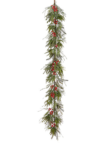 6mixed Pine/Cedar/Berry Garland Red Green (pack of 2)