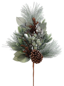 24" Glittered Berry/Pine Cone/Pine Spray Green Brown (pack of 12)