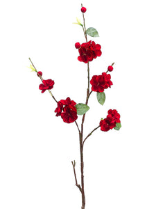 34.5" Velvet Apple Blossom Spray Red (pack of 12)
