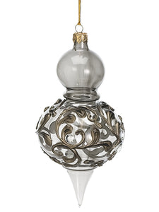 6.5" Glass Finial Ornament  Smoke (pack of 3)