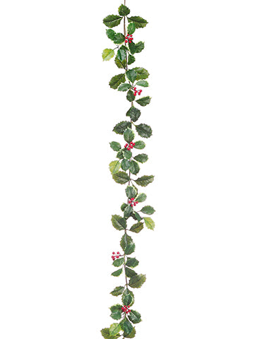 6' Holly Garland with Berry  Green Variegated (pack of 6)