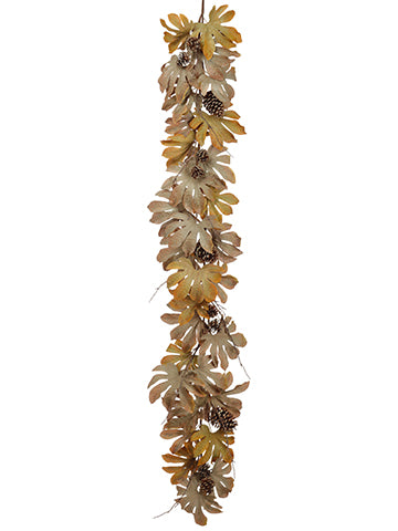 6' Aralia Garland With Pine Cones Brown Butter Scotch (pack of 4)