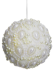 4" Pearl Ball Ornament  White (pack of 12)