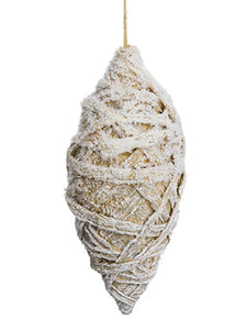 9" Snowed Finial Ornament  Natural Snow (pack of 8)