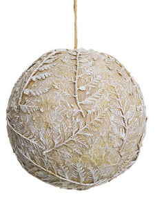 6" Leaf Pattern Ball Ornament  Beige (pack of 12)
