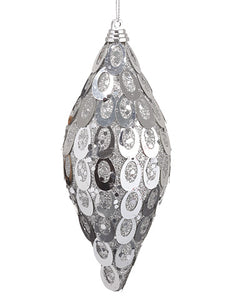 6.5" Plastic Finial Ornament  Silver (pack of 12)