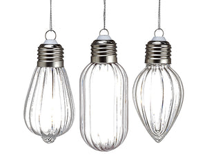 4" Light Bulb Ornament (3 ea/set) Clear (pack of 6)