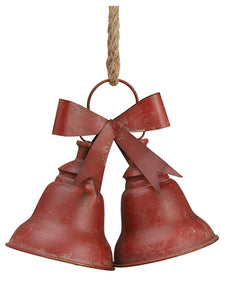 11.25" Metal Bell Ornament x2  Antique Red (pack of 12)