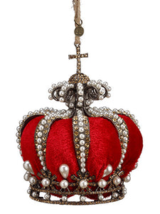 6" Pearl/Rhinestone Crown Ornament Gold Pearl (pack of 2)