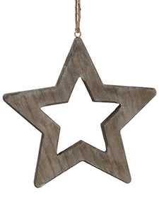 8" Wood Open Star Ornament  Brown Gray (pack of 20)