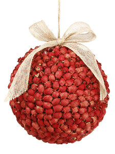 6" Pod Ball Ornament  Red (pack of 6)