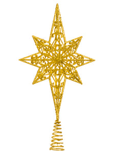 15" Glittered Star Tree Topper Gold (pack of 24)