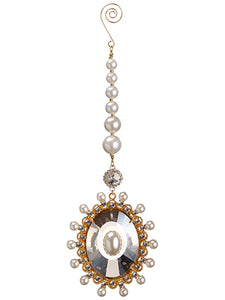 10" Pearl Crystal Drop Ornament Gold Pearl (pack of 6)