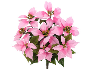 15" Poinsettia Bush x9  Pink (pack of 6)