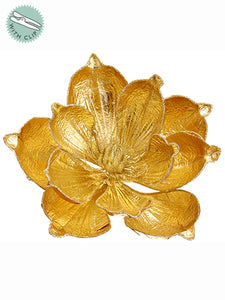 7" Glittered Metallic Magnolia With Clip Gold (pack of 12)
