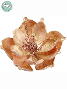 7.5" Glittered Magnolia With Clip Rose Gold (pack of 12)
