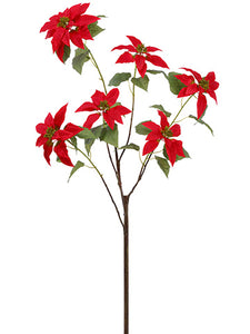 64" Poinsettia Branch  Red (pack of 4)