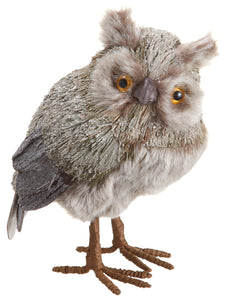 7" Glittered Sisal Owl  Brown (pack of 8)