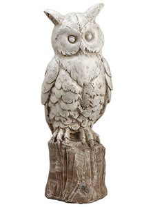 23.5" Glittered Owl  White Brown (pack of 1)