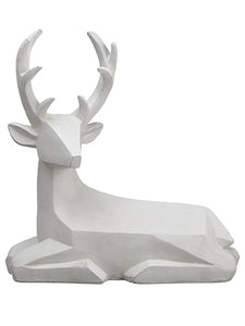 16.25" Poly Resin Sitting Reindeer White (pack of 1)